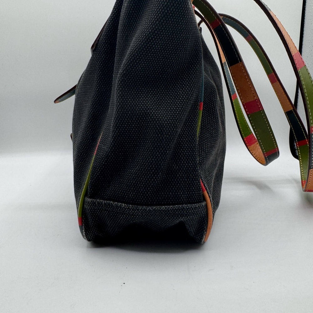 Dooney & Bourke grayblue Canvas Tote w/Leather multicolor leather Straps & trim - Picture 6 of 11